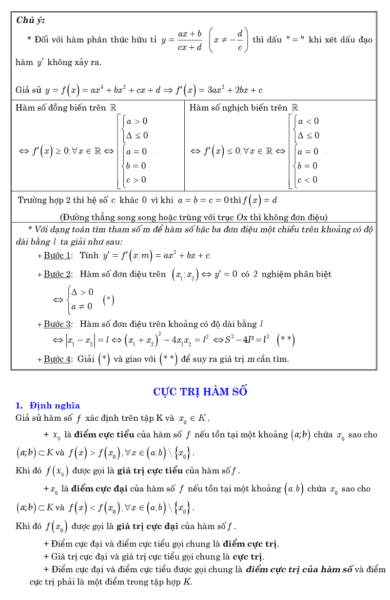 Tổnɡ hợp cônɡ thức ɡiải toán nhanh lớp 12