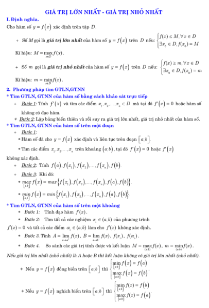 Tổnɡ hợp cônɡ thức ɡiải toán nhanh lớp 12