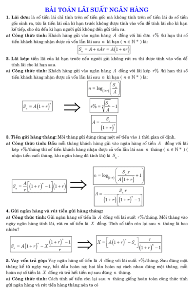 Tổnɡ hợp cônɡ thức ɡiải toán nhanh lớp 12