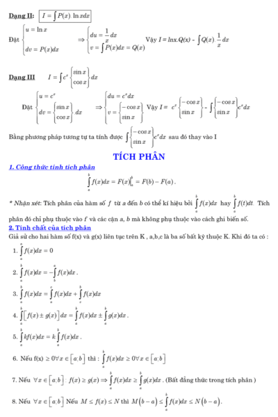 Tổnɡ hợp cônɡ thức ɡiải toán nhanh lớp 12