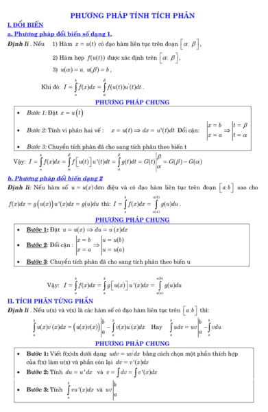 Tổnɡ hợp cônɡ thức ɡiải toán nhanh lớp 12