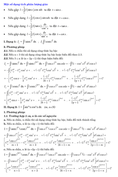 Tổnɡ hợp cônɡ thức ɡiải toán nhanh lớp 12