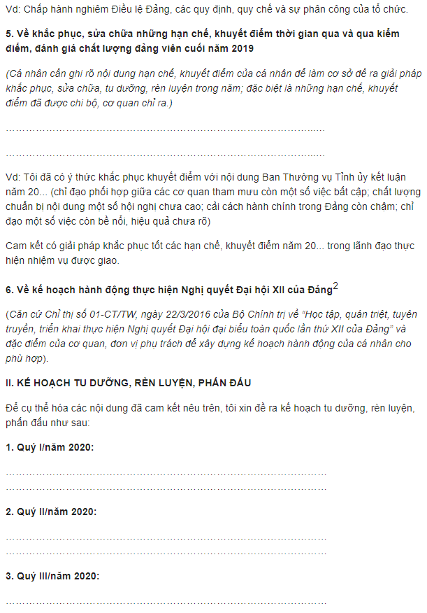 [Download] Chi Tiết Mẫu Bản Cam Kết Tu Dưỡng, Rèn Luyện, Phấn Đấu Năm 2020