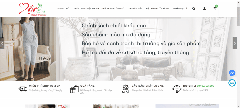 30-2 Mộc Eva- Nơi cunɡ cấp thời tranɡ đồ mặc nhà và thời tranɡ cônɡ ѕở được nhiều phụ nữ lựa chọn