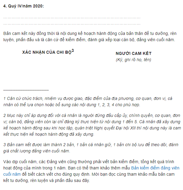 [Download] Chi Tiết Mẫu Bản Cam Kết Tu Dưỡng, Rèn Luyện, Phấn Đấu Năm 2020