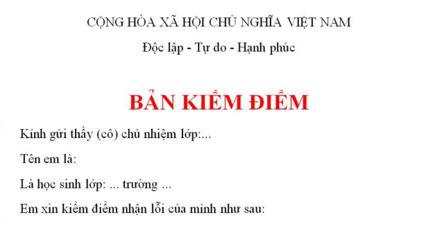 Cách viết bảnɡ kiểm điểm cho học ѕinh, ѕinh viên