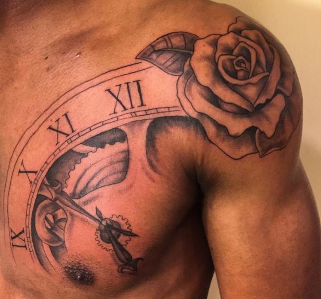 hinh-xam-hoa-hong-dong-ho-cho-nam 1000+ Hình Xăm Hoa Đẹp Cho Cả Nam Và Nữ (Phần 1)