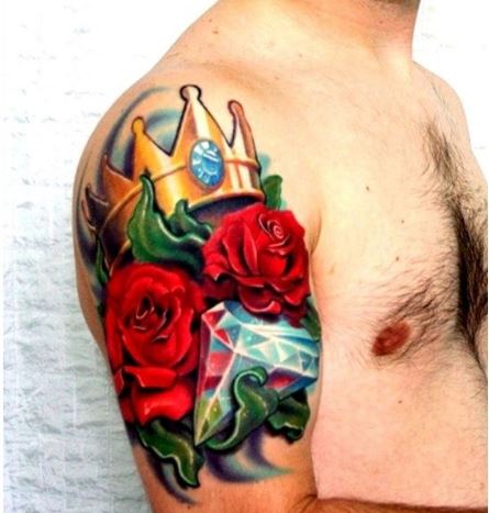 hinh-xam-hoa-hong-vuong-mien-cho-nam 1000+ Hình Xăm Hoa Đẹp Cho Cả Nam Và Nữ (Phần 1)