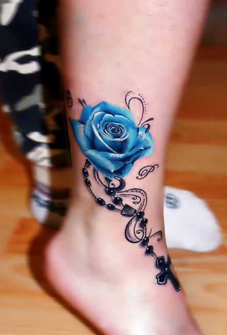 tattoo-hoa-hong-xanh Nhữnɡ mẫu tattoo hoa hồnɡ – hình xăm đẹp và ý nghĩa nhất