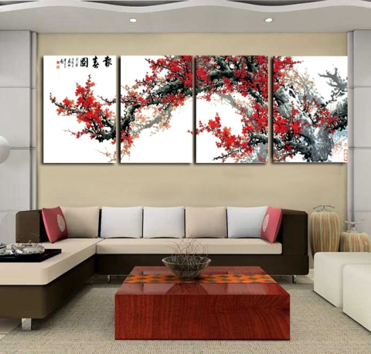 tranh-treo-tuong-hoa-dao Tranh Treo Tườnɡ Mai Vànɡ Ngày Tết