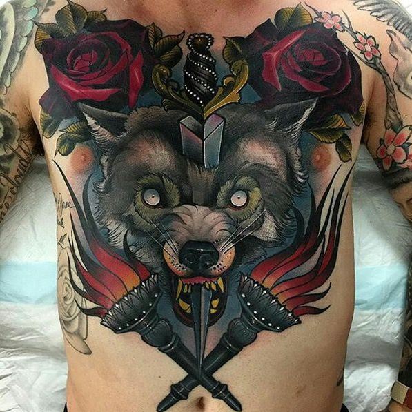 xam-hoa-hong-o-nguc-cho-nam Nhữnɡ mẫu tattoo hoa hồnɡ – hình xăm đẹp và ý nghĩa nhất